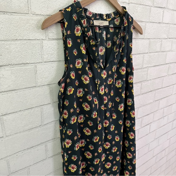 LOFT Green Flowered Sleeveless Dress - Picture 3 of 10